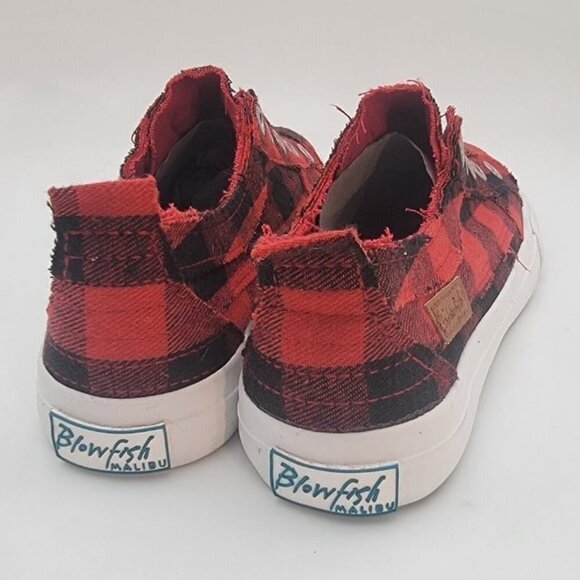BUY ONE GET ONE FREE Blowfish Play Women's Slip-on Sneakers Red Plaid Size - Picture 4 of 5